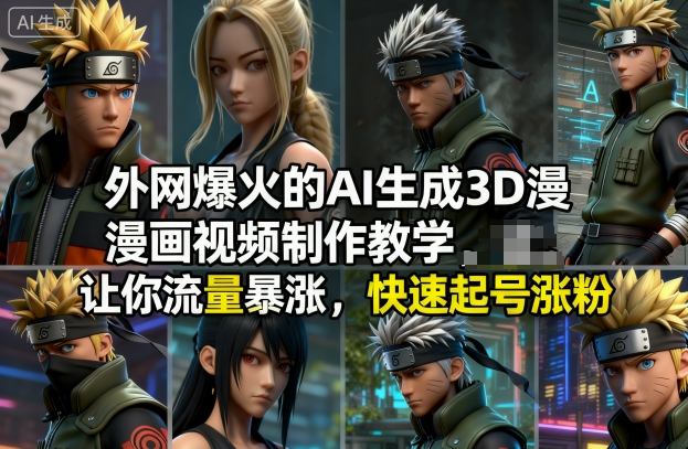 外网爆火的AI生成3D漫画视频制作教学，让你流量暴涨，快速起号涨粉！-龙大资源