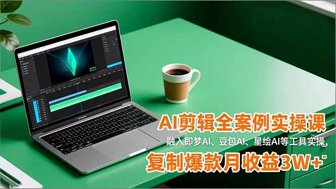 AI剪辑全案例实操课,融入即梦AI、豆包AI、星绘AI等工具实操,复制爆款月收益3W+-龙大资源
