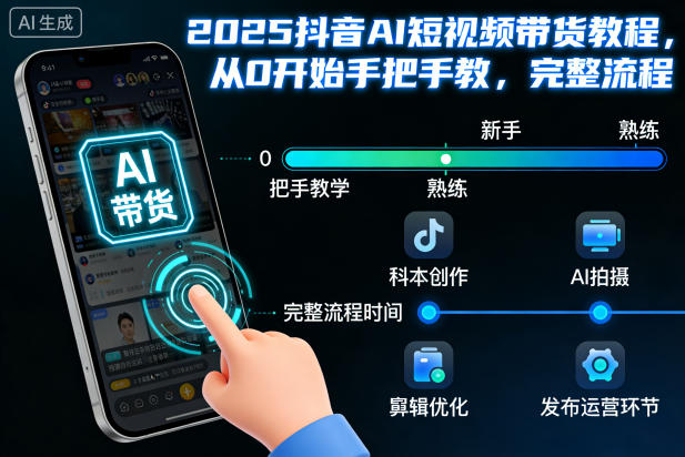 2025抖音AI短视频带货教程，从0开始手把手教，完整流程-龙大资源