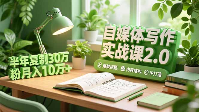 自媒体写作实战课2.0,爆款标题、内容结构、IP打造,半年复制30万粉月入10万+-龙大资源