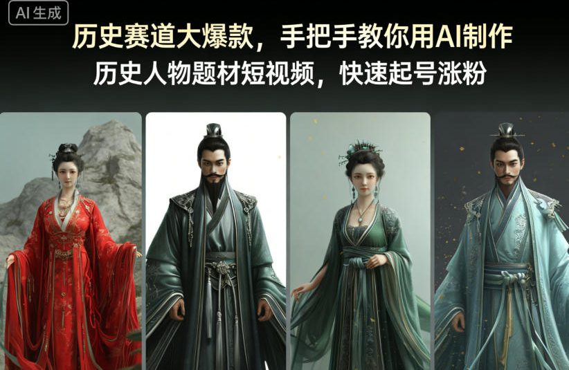 历史赛道大爆款，手把手教你用AI制作历史人物题材短视频，快速起号涨粉-龙大资源