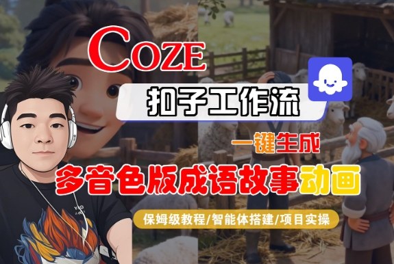 Coze扣子智能体工作流一键生成“多音色版成语故事“动画，全流程保姆级教学-龙大资源