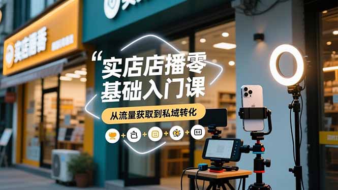 实体店播零基础入门课，实体店+短视频+直播+微信生态+私域社群，从流量获取到私域转化-龙大资源