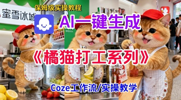Coze扣子工作流一键生成胖橘猫打工短视频,保姆级实操搭建教学-龙大资源