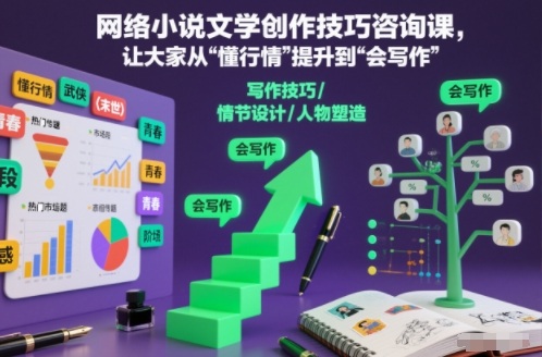 网络小说文学创作技巧咨询课，让大家从“懂行情”提升到”会写作”的高度-龙大资源