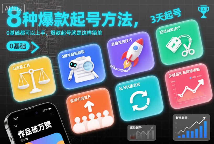 8种爆款起号方法，0基础都可以上手，爆款起号就是这样简单-龙大资源