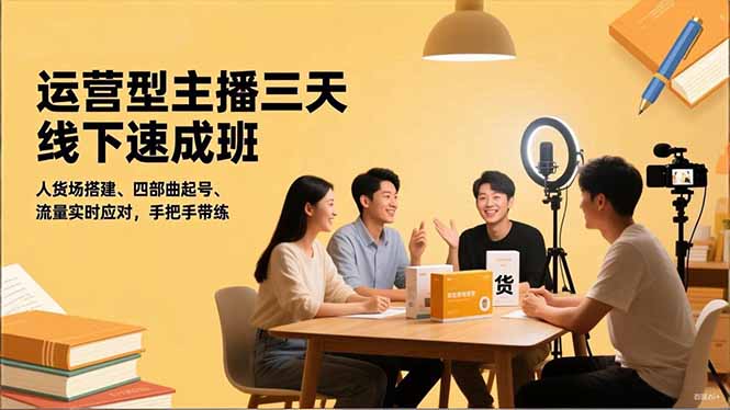 运营型主播三天线下班,人货场搭建,四部曲起号,流量实时应对,手把手带练-龙大资源