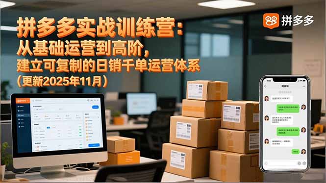 拼多多实战训练营：从基础运营到高阶，建立可复制的日销千单运营体系(更新11月-龙大资源