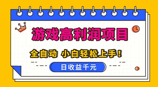 全自动游戏项目，日收益1000+，可批量，小白轻松上手！-龙大资源