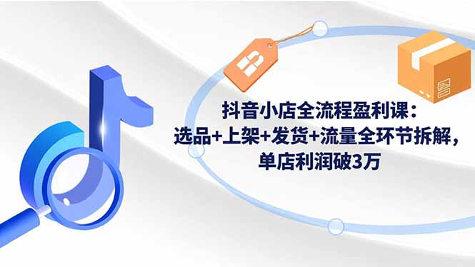 抖音小店全流程盈利课：选品+上架+发货+流量全环节拆解，单店利润破3万-龙大资源