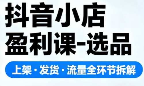 抖音小店盈利课-选品·上架·发货·流量全环节拆解-龙大资源