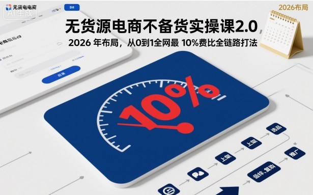 无货源电商不备货实操课2.0，2026年布局，从0到1全网最低10%费比全链路打法【更新】-龙大资源