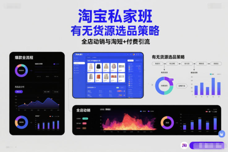 淘宝私家班，有无货源选品策略，高成功率爆款全流程打法，全店动销与淘短+付费引流-龙大资源