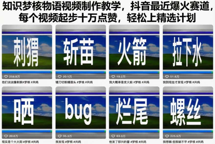 知识梦核物语视频制作教学，抖音最近爆火赛道，每个视频起步十万点赞，轻松上精选计划-龙大资源