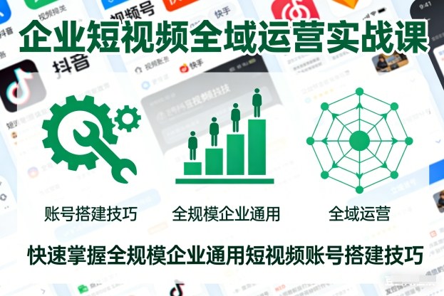 企业短视频全域运营实战课，快速掌握全规模企业通用短视频账号搭建技巧-龙大资源