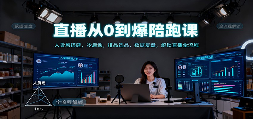 直播从0到爆陪跑课：人货场搭建，冷启动，排品选品，数据复盘，解锁直播全流程-龙大资源
