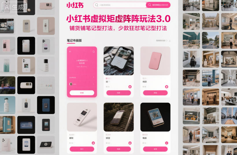 小红书虚拟矩阵玩法3.0，铺货铺笔记型打法，少款狂怼笔记型打法-龙大资源