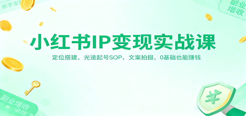 小红书IP变现实战课：定位搭建，光速起号SOP，文案拍摄，0基础也能赚钱-龙大资源