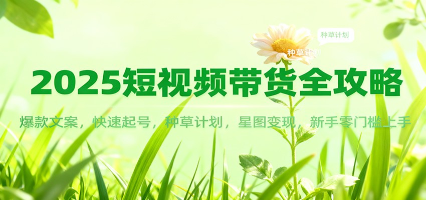 2025短视频带货全攻略：爆款文案，快速起号，种草计划，星图变现，新手零门槛上手-龙大资源
