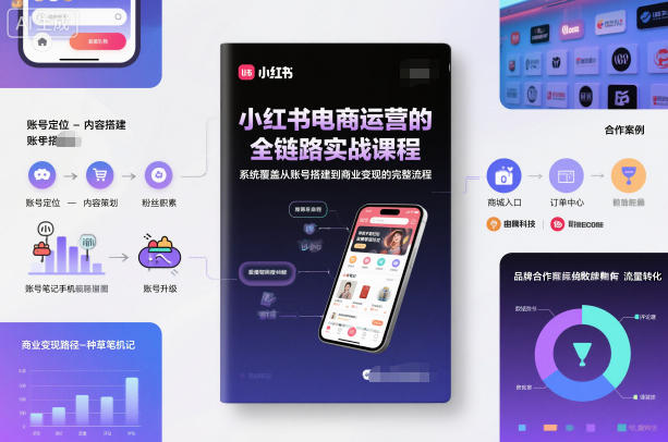 小红书电商运营的全链路实战课程，系统覆盖从账号搭建到商业变现的完整流程-龙大资源