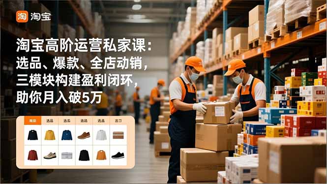 淘宝高阶运营私家课：选品、爆款、全店动销，三模块构建盈利闭环，助你月入破5万-龙大资源