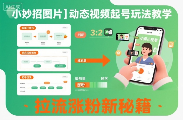 小妙招图片＋动态视频起号玩法教学，拉流涨粉新秘籍-龙大资源