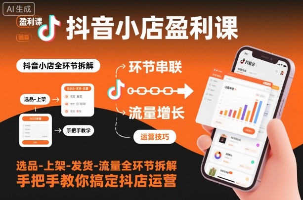抖音小店盈利课-选品-上架-发货-流量全环节拆解，手把手教你搞定抖店运营-龙大资源