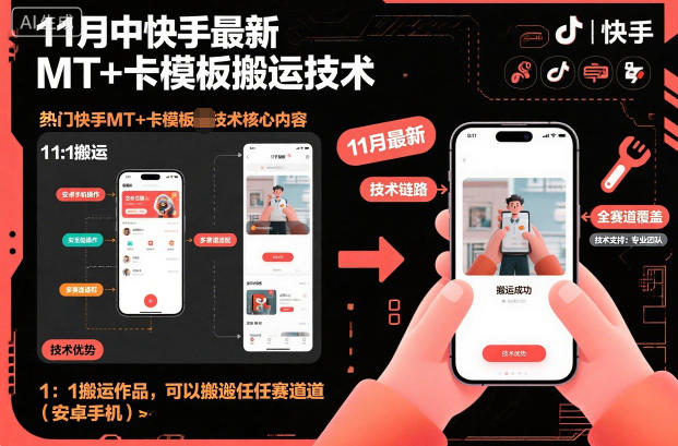 11月中快手最新MT+卡模板搬运技术，1：1搬运作品，可以搬运任何赛道(安卓手机)-龙大资源