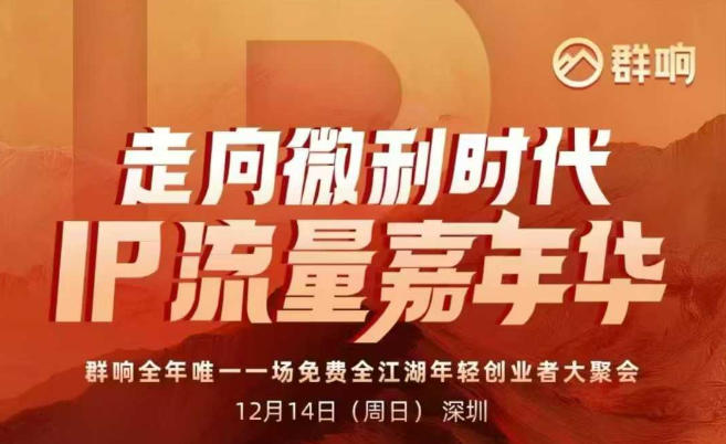 2025ip嘉年华万人12月14深圳线下课，走向微利时代，IP流量嘉年华，实操性极强的商业干货课-龙大资源
