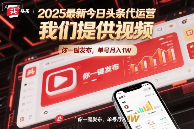 2025最新今日头条代运营,我们提供视频,你一键发布,单号月入1W【揭秘】-龙大资源