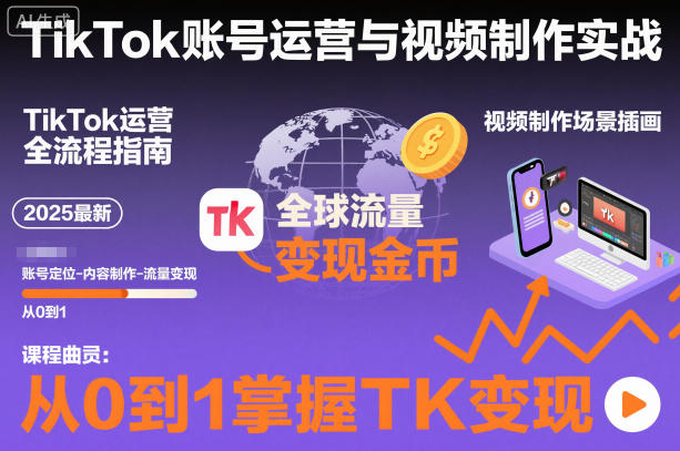 2025最新TikTok账号运营与视频制作实战全流程，从0到1掌握TK变现(含11月最新TK搬运技术)-龙大资源