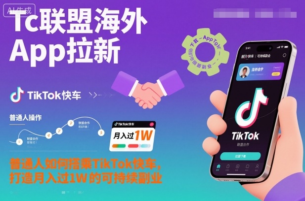 Tc联盟海外App拉新：普通人如何搭乘TikTok快车，打造月入过1W的可持续副业-龙大资源