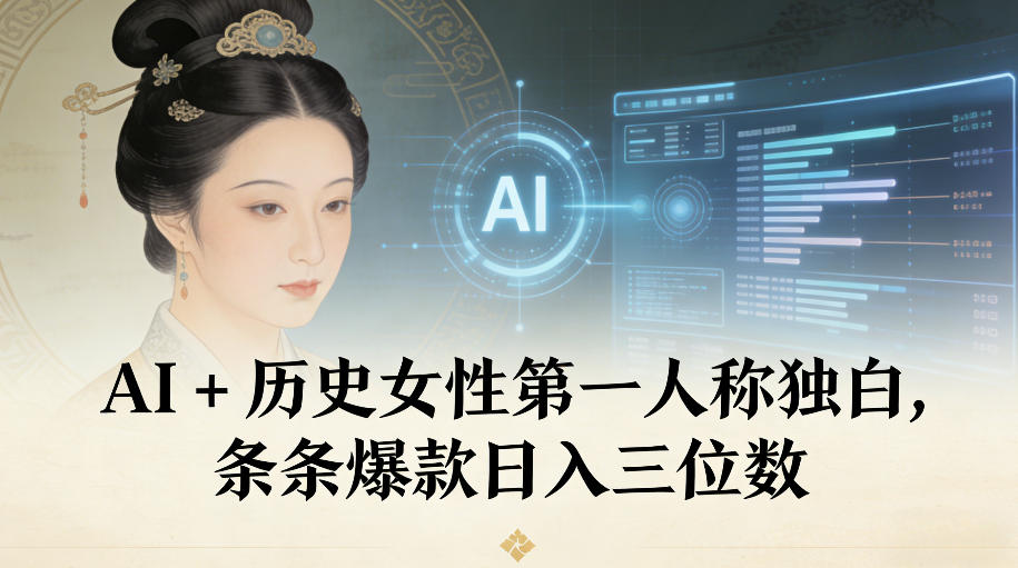 AI+历史女性第一人称独白，条条爆款日入三位数-龙大资源