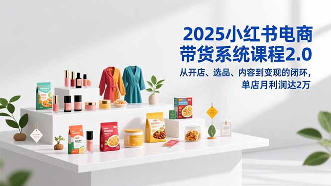 2025小红书电商带货系统课程2.0，从开店、选品、内容到变现的闭环，单店月利润达2万-龙大资源