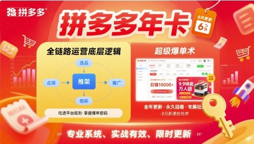 拼多多年卡，拼多多全链路运营底层逻辑，超级爆单术【更新12月】-龙大资源