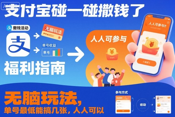 支付宝碰一碰撒钱了，无脑玩法，单号最低能搞几张，人人可以撸【揭秘】-龙大资源