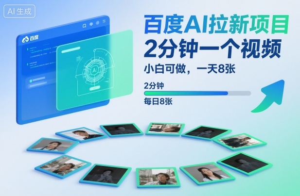 百度AI拉新项目，2分钟一个视频，小白可做，一天8张【附案例+保姆级教程】-龙大资源
