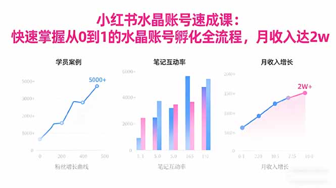 2025小红书水晶账号速成课：快速掌握从0-1水晶账号孵化全流程，月收入达2w-龙大资源