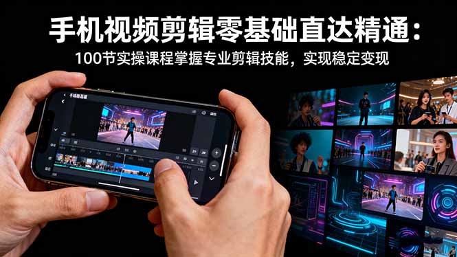 手机视频剪辑零基础直达精通：100节实操课程掌握专业剪辑技能，实现稳...-龙大资源