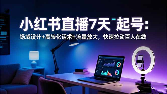 小红书直播7天起号：场域设计+高转化话术+流量放大，快速拉动百人在线-龙大资源