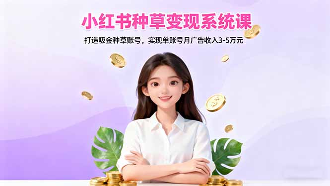 小红书种草变现系统课：打造吸金种草账号，实现单账号月广告收入3-5万元-龙大资源