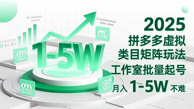 2025 拼多多虚拟类目矩阵玩法，工作室批量起号，月入 1-5W 不难-龙大资源