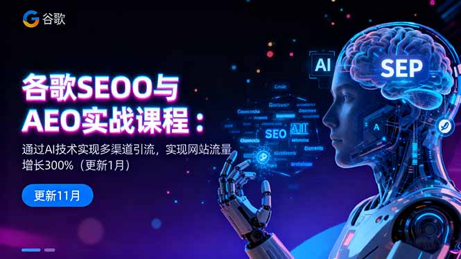 谷歌SEO与AEO实战课程:通过AI技术实现多渠道引流,实现网站流量增长300%-龙大资源