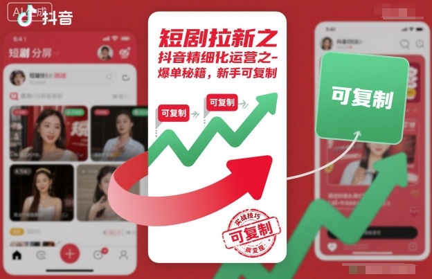 短剧拉新之抖音精细化运营之爆单秘籍，新手可复制-龙大资源