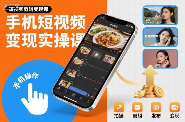 手机短视频变现实操课，短视频剪辑变现课-龙大资源