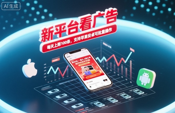 新平台看广告，养好机一条0.3到5米，每天上限100条，支持苹果安卓可批量操作-龙大资源