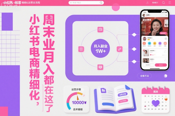 小红书电商精细化运营全流程,周末副业月入1W+,全套方法都在这了-龙大资源