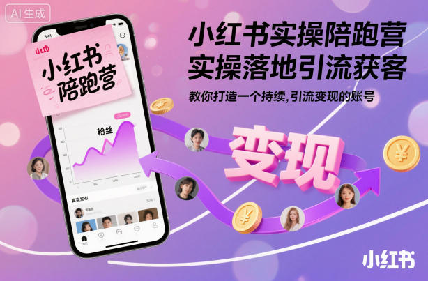 小红书实操陪跑营,实操落地引流获客,教你打造一个持续引流变现的账号-龙大资源