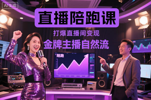 直播陪跑课，金牌主播自然流打爆直播间，复制高变现玩法-龙大资源