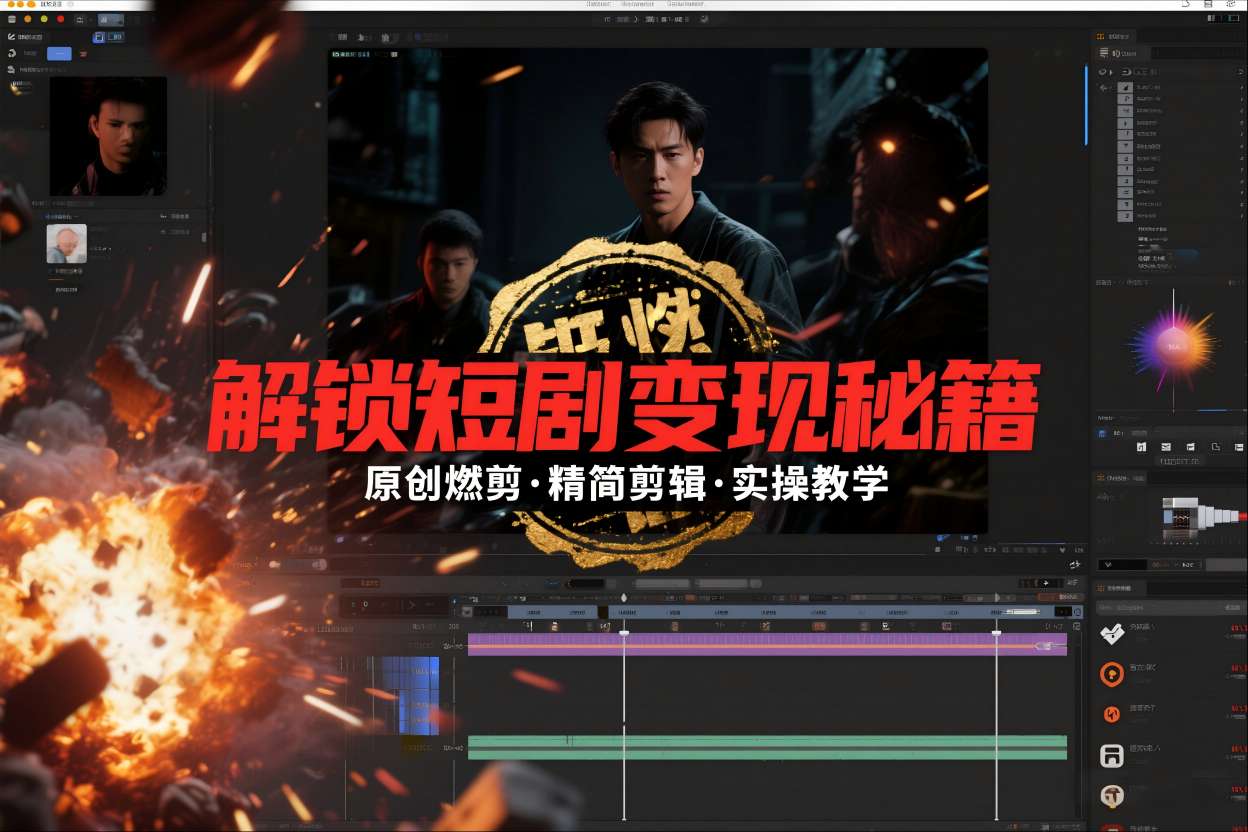 短剧拉新之原创燃剪精简剪辑实操课，解锁短剧变现秘籍-龙大资源